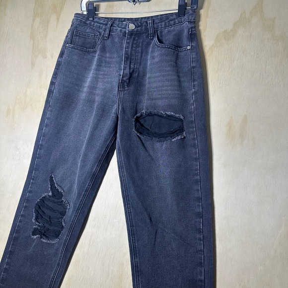 Nasty Gal Collection Black Wash Distressed Jeans Size 38 - Picture 2 of 11